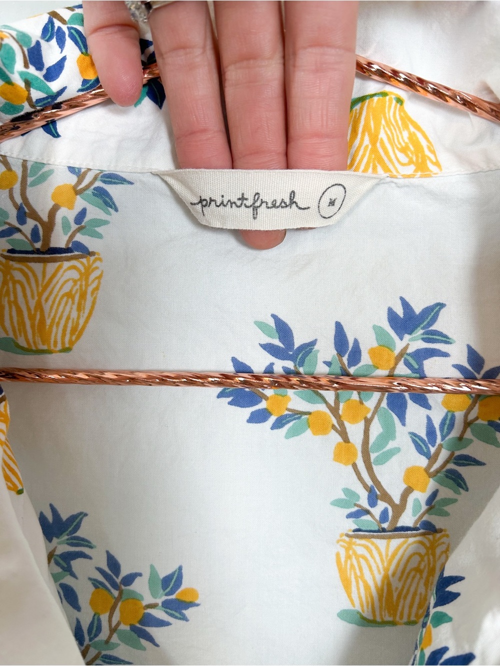 Printfresh Citrus Plant Button Up Short Sleeve Top - Picture 5 of 6